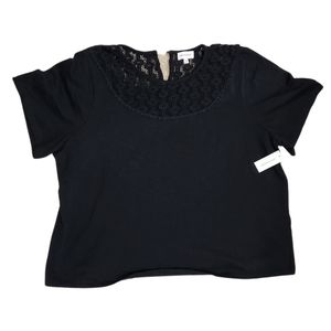 Plus size Lace neck relaxed fit shirt